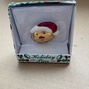 Vintage Santa Claus Holiday Pin New in Package Festive‎ Christmas Gift Accessory